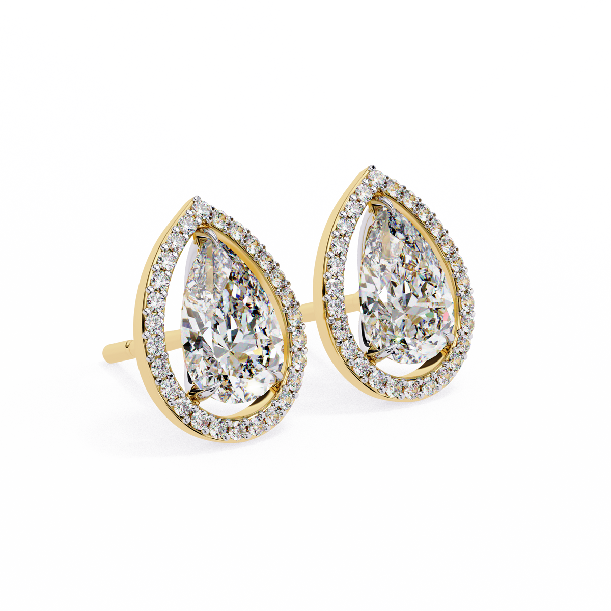 Pear And Round Cut Top Grade Lab Grown Diamond Elegant Antique Vintage Minimal Stud Earring For Women's - HIGHCARAT DIAMONDS