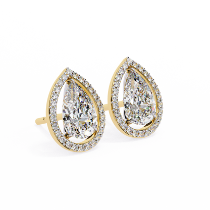 Pear And Round Cut Top Grade Lab Grown Diamond Elegant Antique Vintage Minimal Stud Earring For Women's - HIGHCARAT DIAMONDS