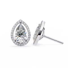 Pear And Round Cut Top Grade Lab Grown Diamond Elegant Antique Vintage Minimal Stud Earring For Women's - HIGHCARAT DIAMONDS