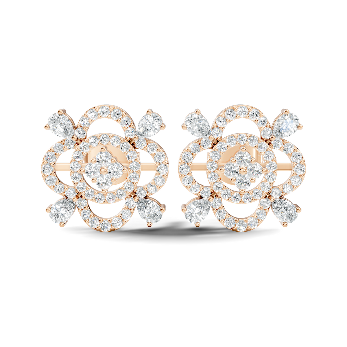 Pear & Round Shape Lab Grown Diamond 10k Solid Gold Earrings Daily Wear For Women - HIGHCARAT DIAMONDS