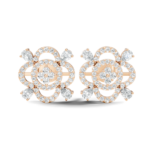 Pear & Round Shape Lab Grown Diamond 10k Solid Gold Earrings Daily Wear For Women - HIGHCARAT DIAMONDS