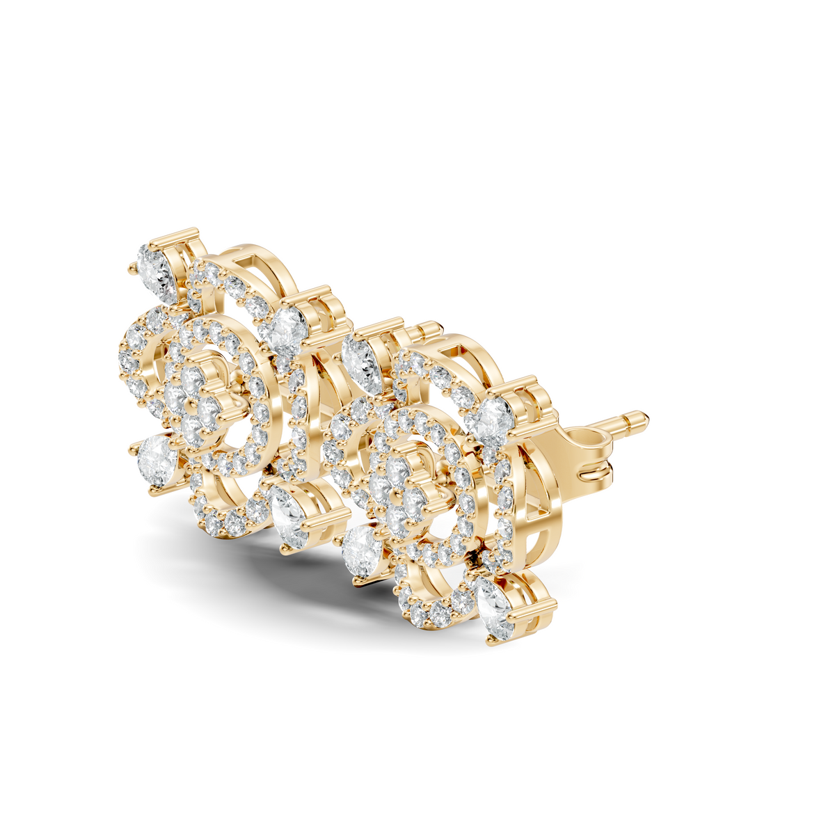 Pear & Round Shape Lab Grown Diamond 10k Solid Gold Earrings Daily Wear For Women - HIGHCARAT DIAMONDS