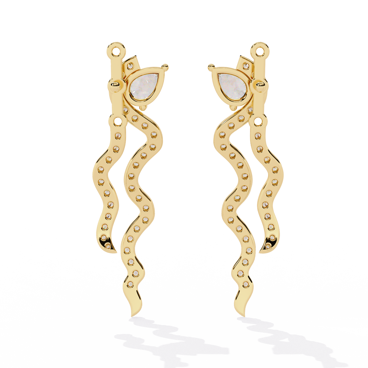 Pear And Round Cut White Colorless Daimond Antique Delicate Classic Handcrafted Party Wear Drop Earring For Her - HIGHCARAT DIAMONDS