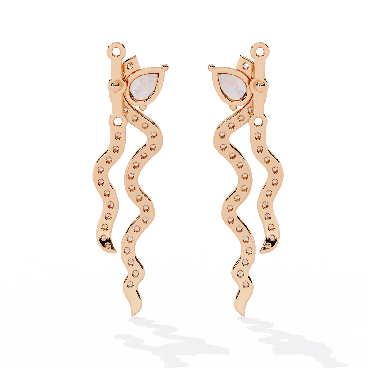 Pear And Round Cut White Colorless Daimond Antique Delicate Classic Handcrafted Party Wear Drop Earring For Her - HIGHCARAT DIAMONDS