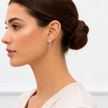 Pear And Round Cut White Colorless Daimond Antique Delicate Classic Handcrafted Party Wear Drop Earring For Her - HIGHCARAT DIAMONDS