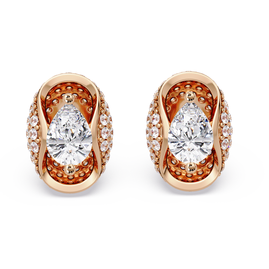 Pear & Round Lab Grown Diamond Stud Pave Set Earrings - HIGHCARAT DIAMONDS