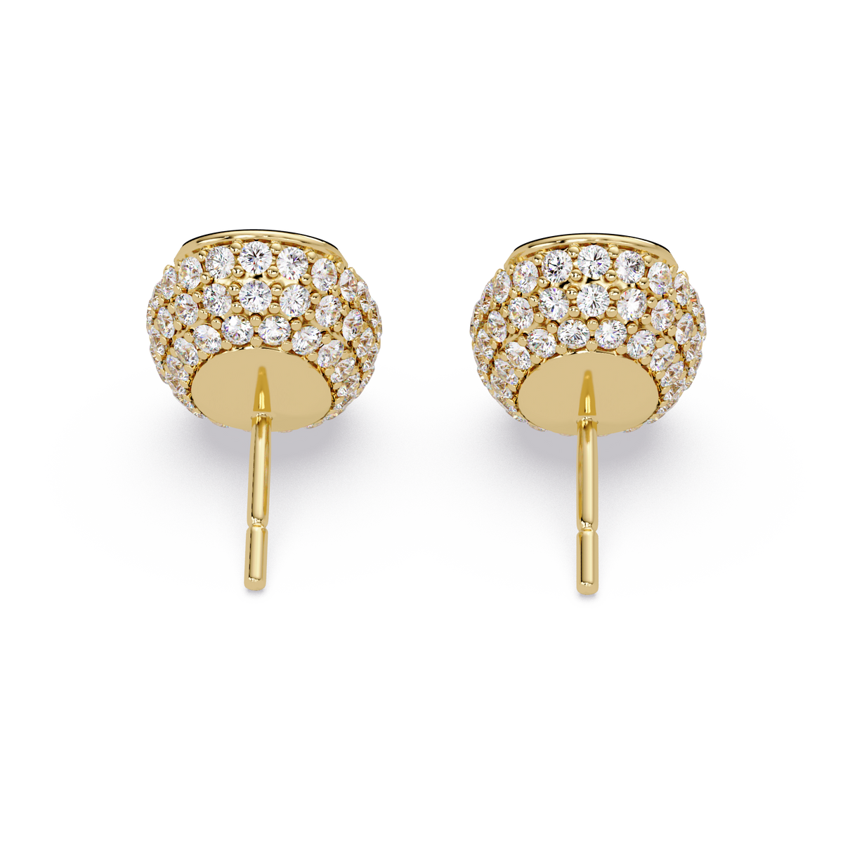 Pear & Round Lab Grown Diamond Stud Pave Set Earrings - HIGHCARAT DIAMONDS