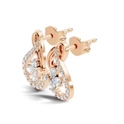 Pear and Round Lab Grown & Natural Diamond Vintage Delicate Prong Set Wedding Stud Earring For Her - HIGHCARAT DIAMONDS