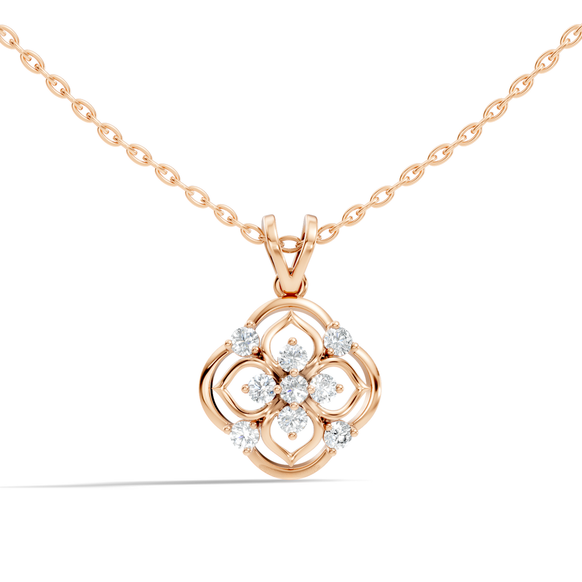 Ecofriendly Gift For Her Vintage Round Cut Diamond Pendant in 14K Gold - HIGHCARAT DIAMONDS