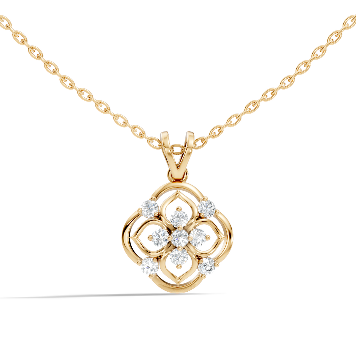 Ecofriendly Gift For Her Vintage Round Cut Diamond Pendant in 14K Gold - HIGHCARAT DIAMONDS