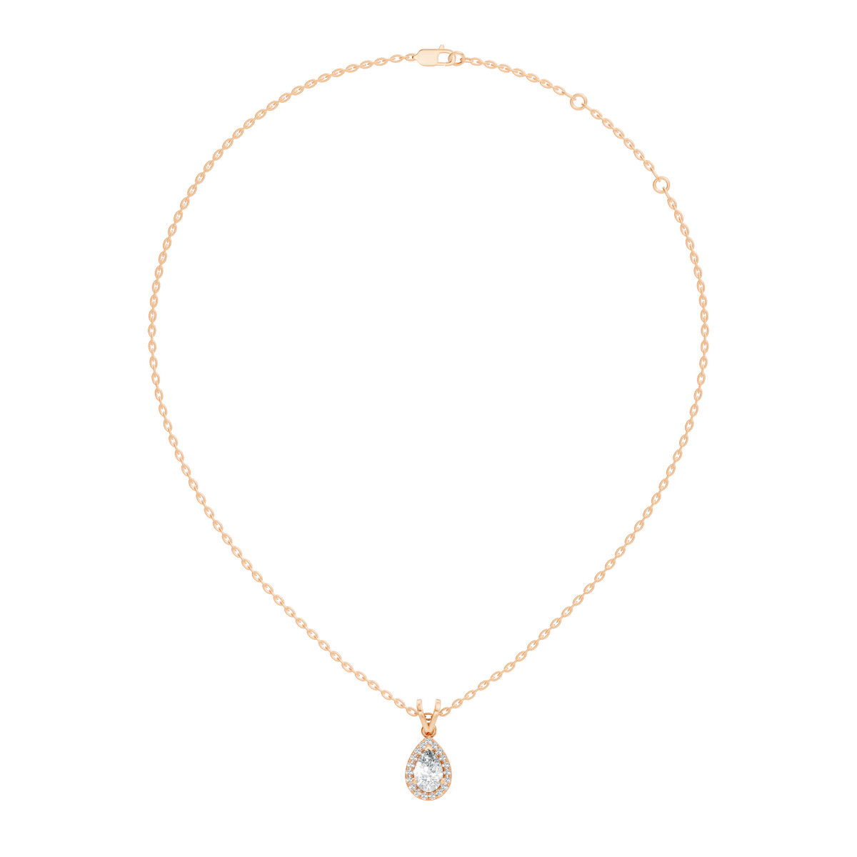 Vintage 14K White Gold Diamond Pendant 0.87 CT Lab-Grown Pear & Round Diamonds Jewelry - HIGHCARAT DIAMONDS