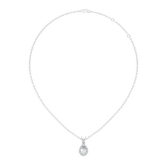 Vintage 14K White Gold Diamond Pendant 0.87 CT Lab-Grown Pear & Round Diamonds Jewelry - HIGHCARAT DIAMONDS