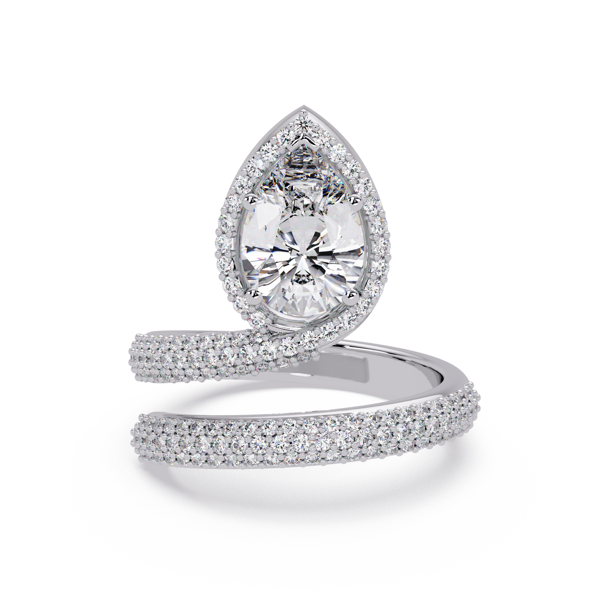 Pear Shape Lab Grown Diamond Double Band Wrap Ring - HIGHCARAT DIAMONDS