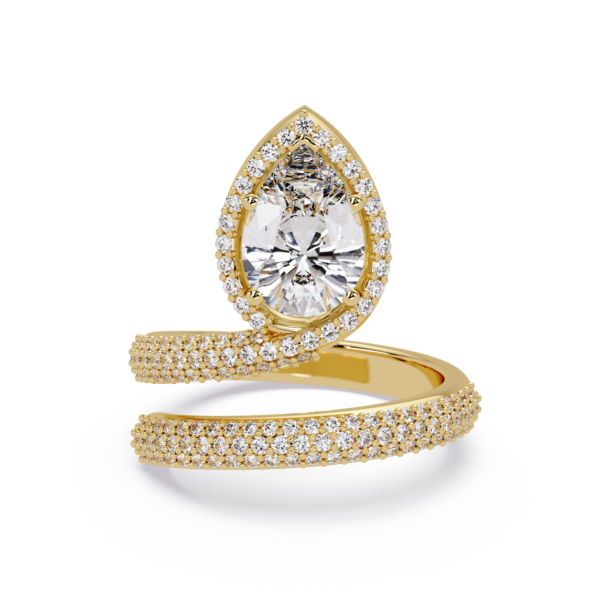 Pear Shape Lab Grown Diamond Double Band Wrap Ring - HIGHCARAT DIAMONDS