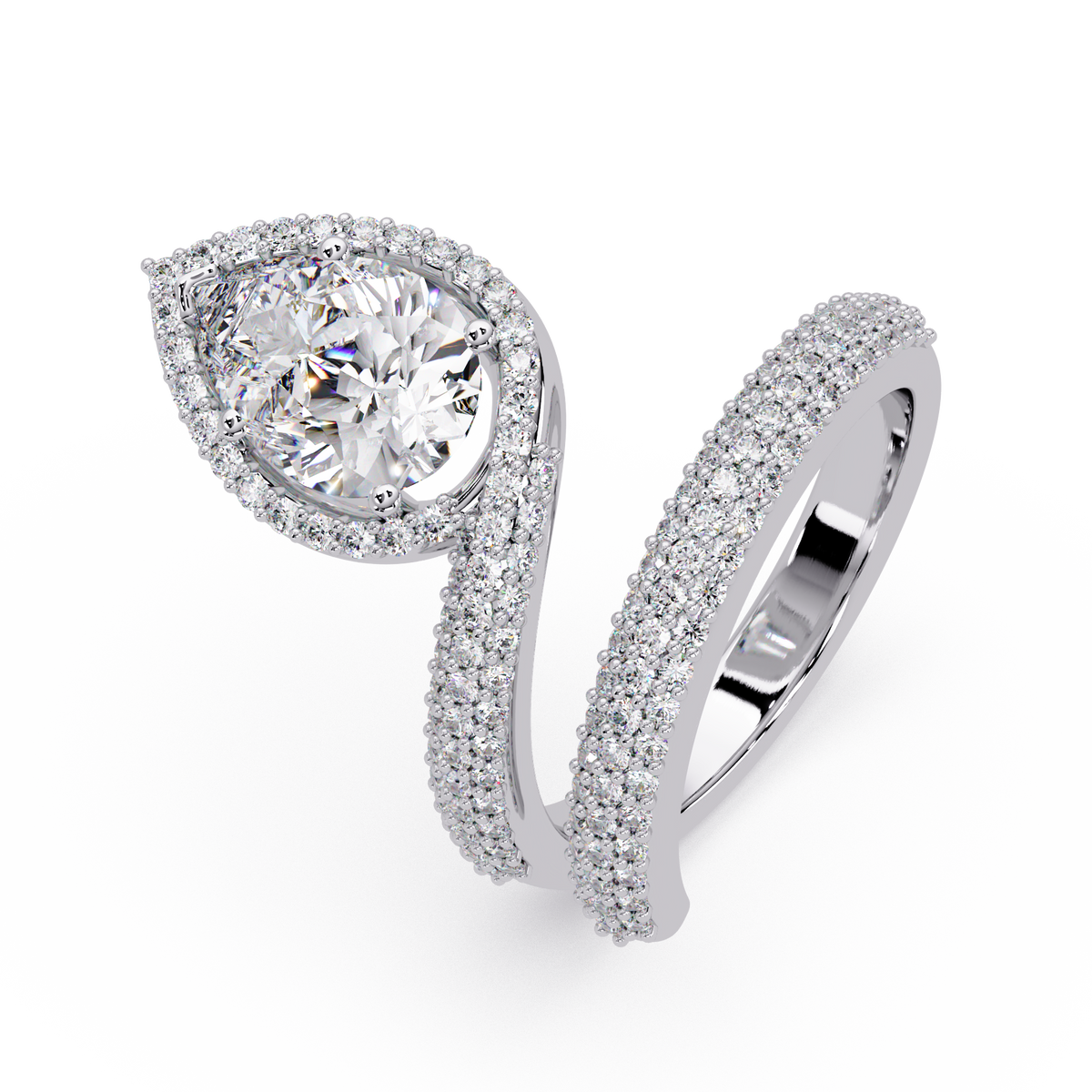 Pear Shape Lab Grown Diamond Double Band Wrap Ring - HIGHCARAT DIAMONDS