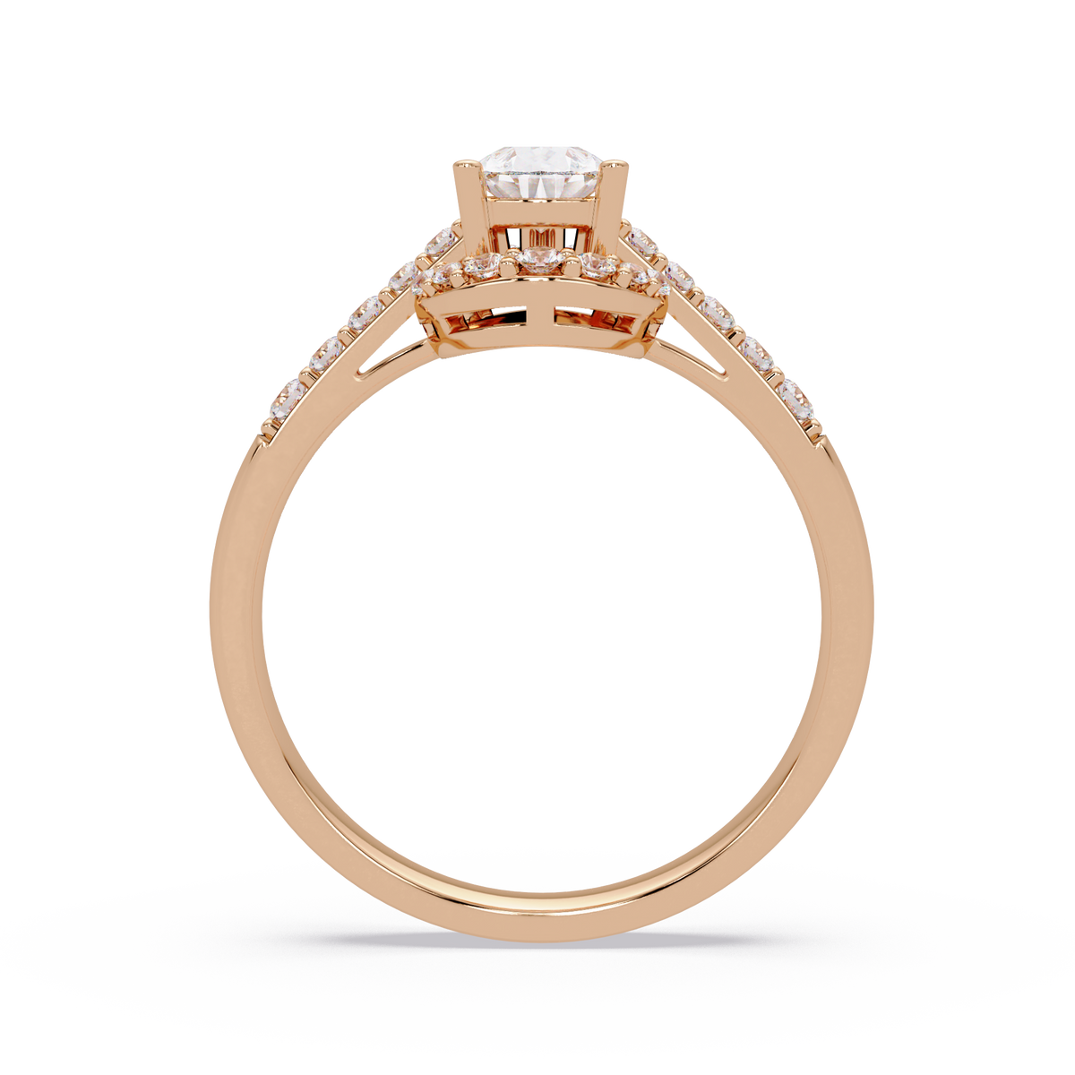 Pear Shape Lab Grown Diamond Halo Accented Ring - HIGHCARAT DIAMONDS