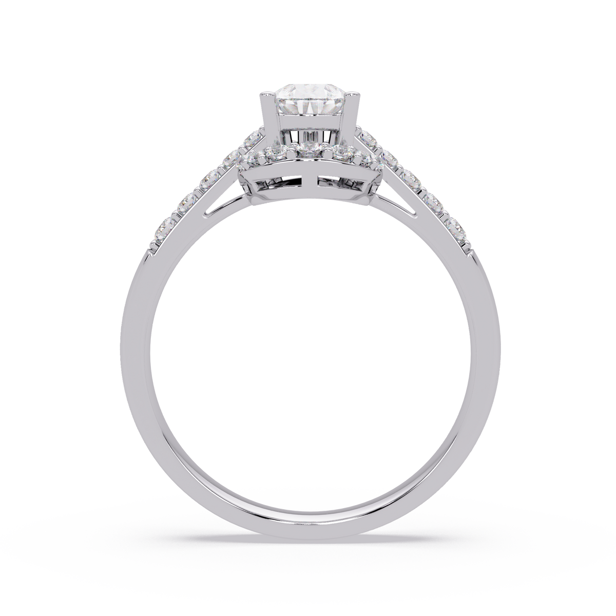 Pear Shape Lab Grown Diamond Halo Accented Ring - HIGHCARAT DIAMONDS