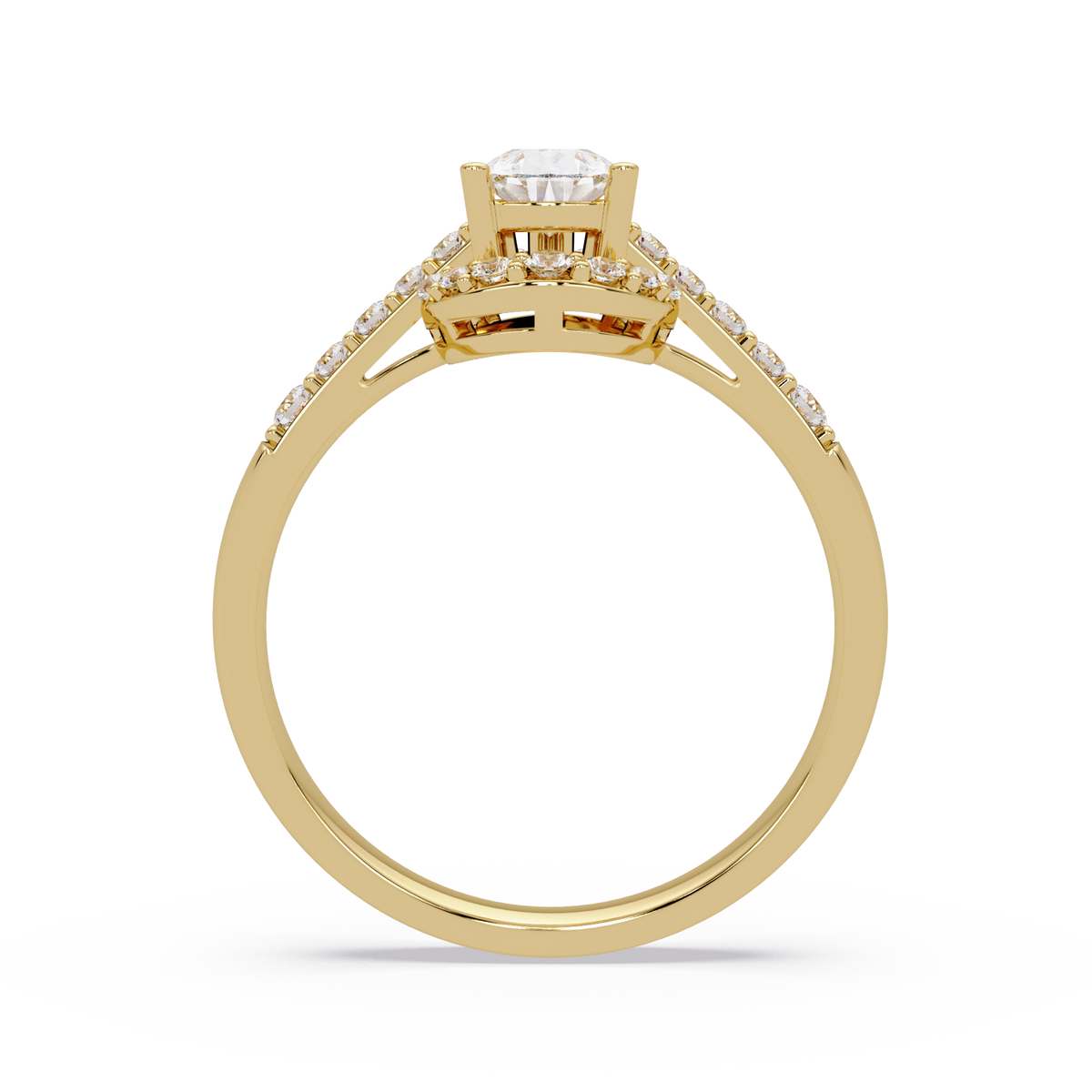 Pear Shape Lab Grown Diamond Halo Accented Ring - HIGHCARAT DIAMONDS