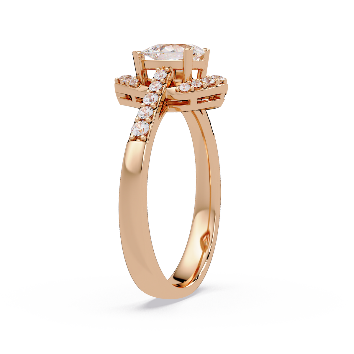 Pear Shape Lab Grown Diamond Halo Accented Ring - HIGHCARAT DIAMONDS