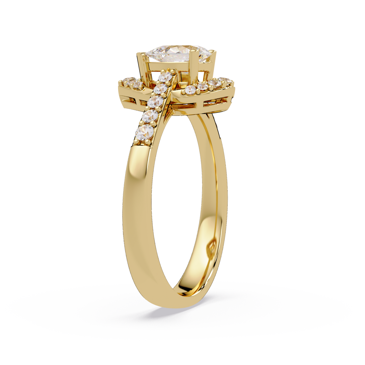Pear Shape Lab Grown Diamond Halo Accented Ring - HIGHCARAT DIAMONDS