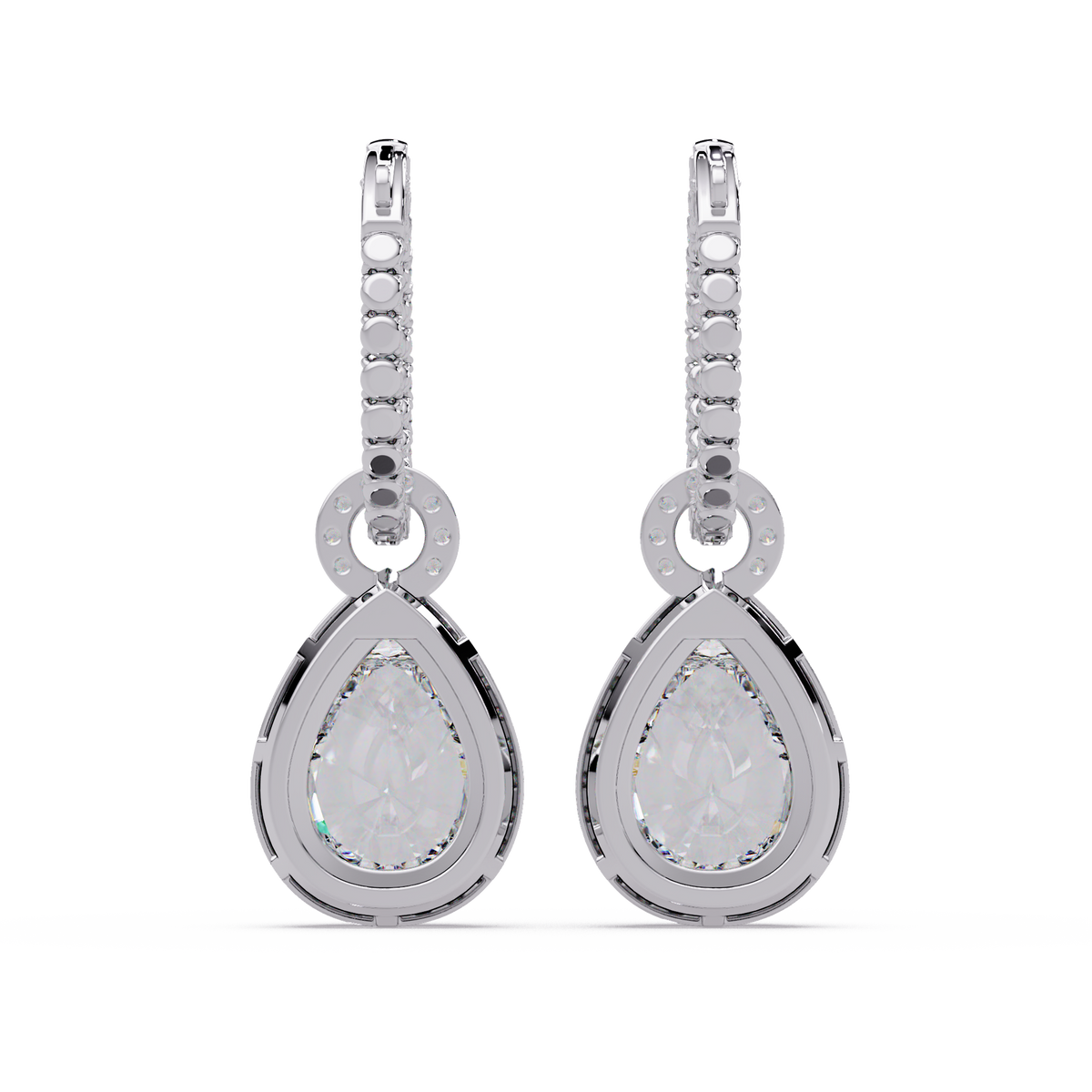 Pear Shape Lab Grown Diamond Halo Drop Earrings - HIGHCARAT DIAMONDS