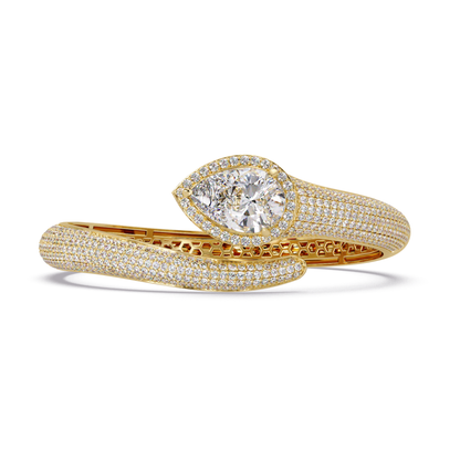 Pear Shape Lab Grown Diamond Open Cuff Bangle - HIGHCARAT DIAMONDS
