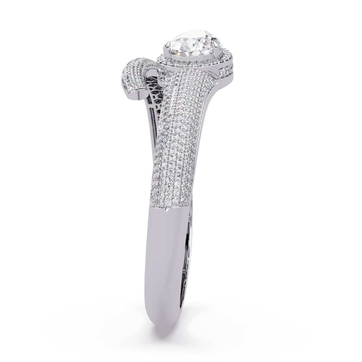 Pear Shape Lab Grown Diamond Open Cuff Bangle - HIGHCARAT DIAMONDS