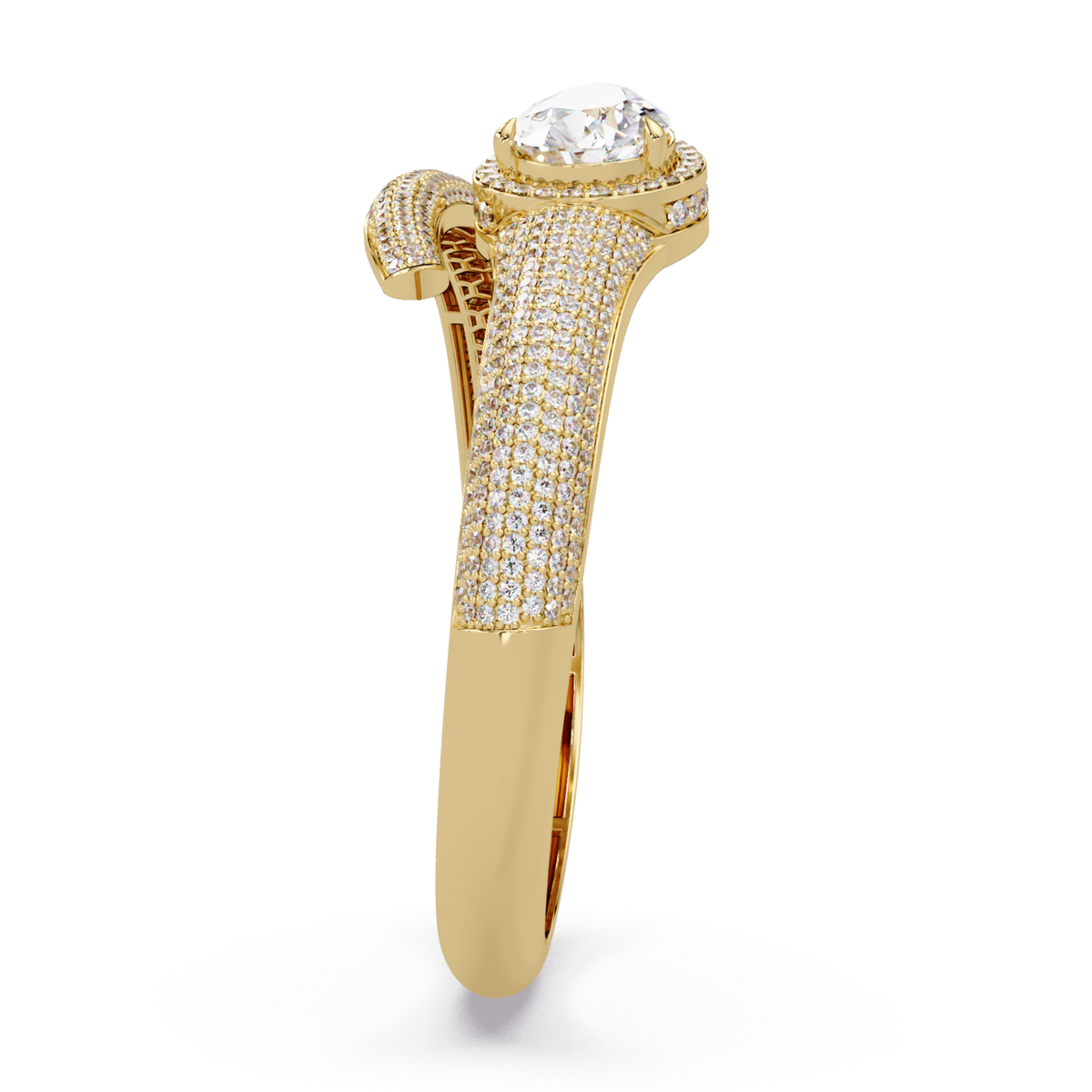 Pear Shape Lab Grown Diamond Open Cuff Bangle - HIGHCARAT DIAMONDS