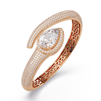 Pear Shape Lab Grown Diamond Open Cuff Bangle - HIGHCARAT DIAMONDS