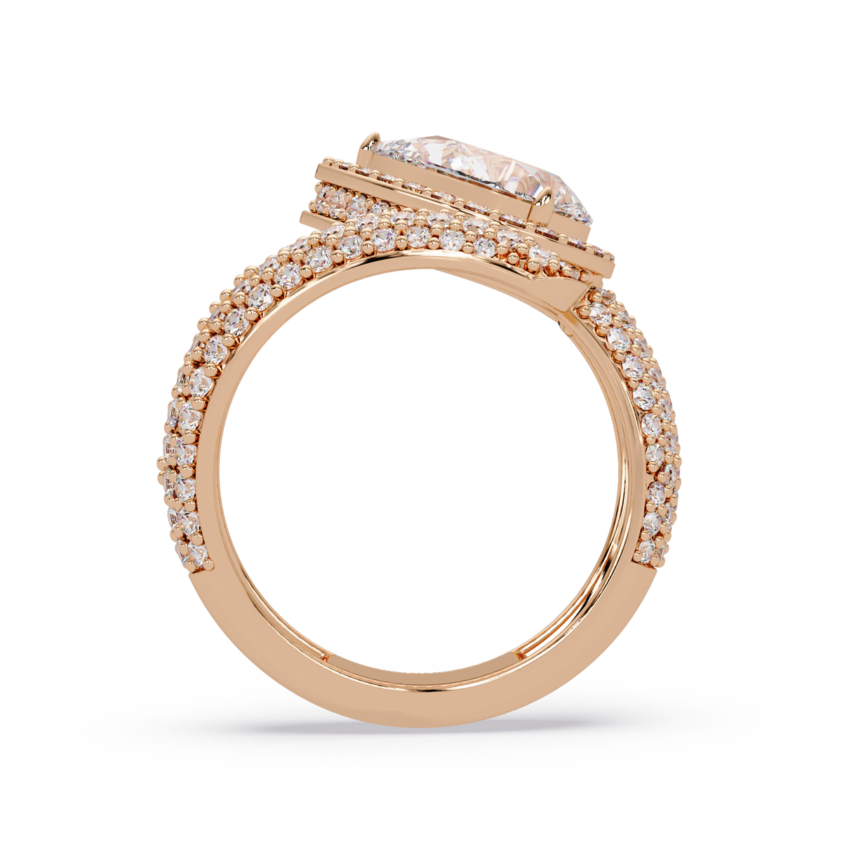 Pear Shape Lab Grown Diamond Wrap Halo Ring - HIGHCARAT DIAMONDS