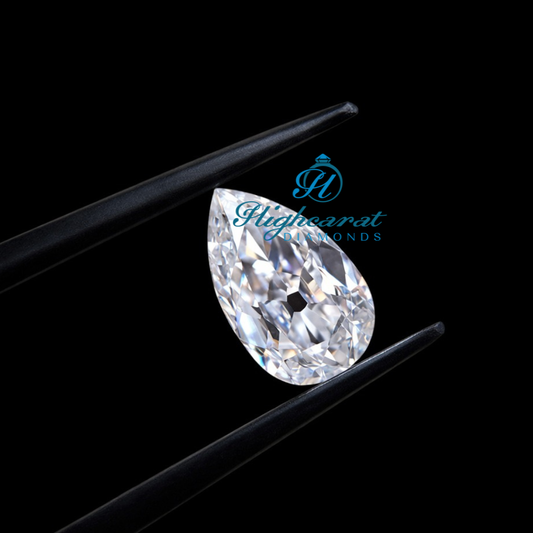 Pear Shape Lab Grown Old European Cut Diamond featuring broad facets