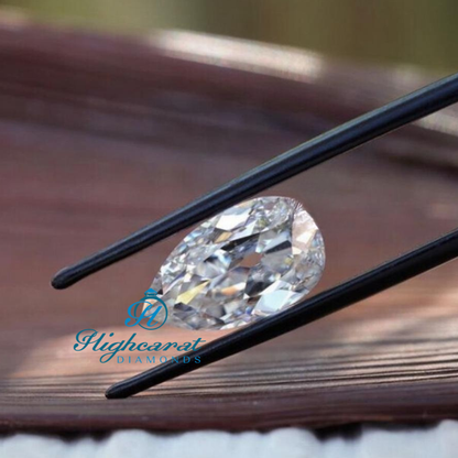 Certified Pear Shape Old European Cut Lab Grown Diamond with balanced proportions and clear brilliance