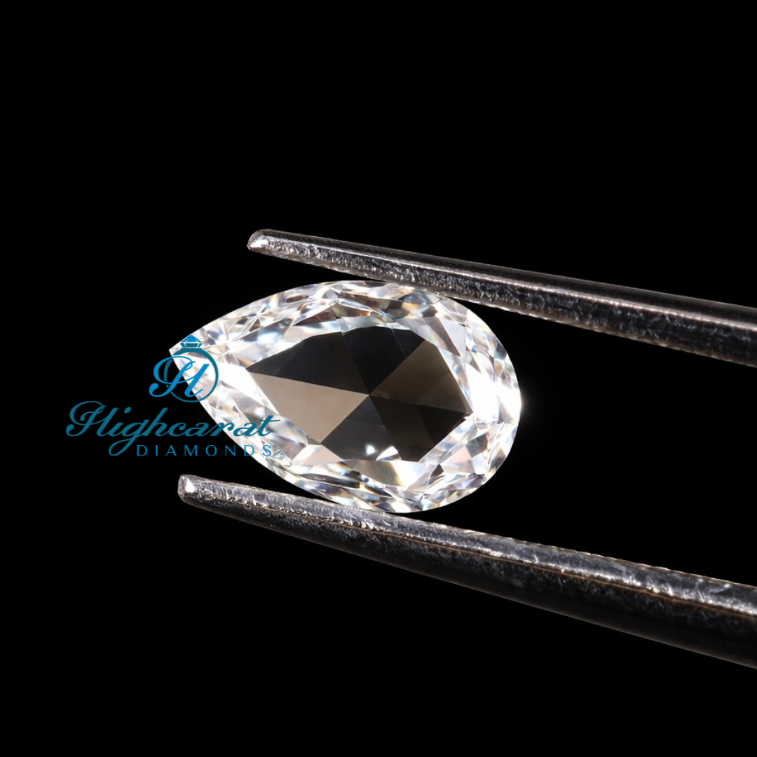Pear Shape Rose Cut Lab Grown Diamond featuring soft faceting
