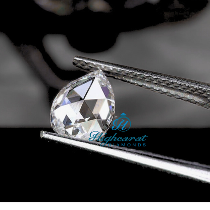 Certified Pear Shape Rose Cut Lab Grown Diamond with balanced proportions and clear brilliance