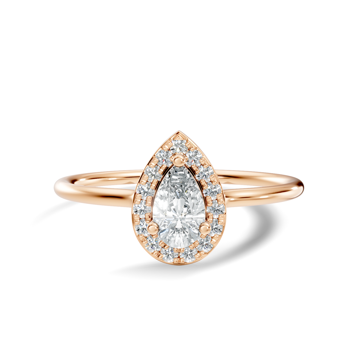 Pear Shape Round Cut Lab Diamond Halo Solitaire Ring - HIGHCARAT DIAMONDS