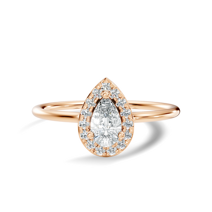 Pear Shape Round Cut Lab Diamond Halo Solitaire Ring - HIGHCARAT DIAMONDS