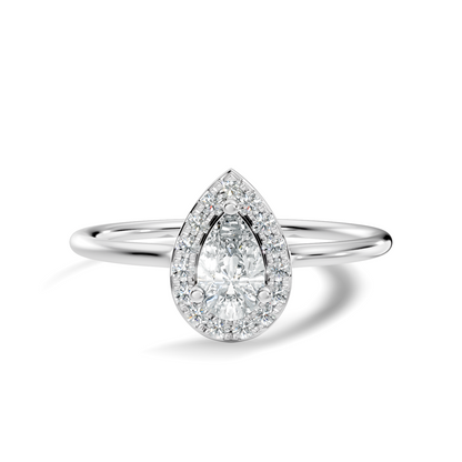 Pear Shape Round Cut Lab Diamond Halo Solitaire Ring - HIGHCARAT DIAMONDS