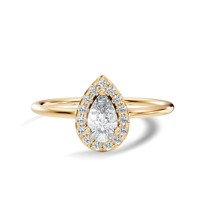 Pear Shape Round Cut Lab Diamond Halo Solitaire Ring - HIGHCARAT DIAMONDS