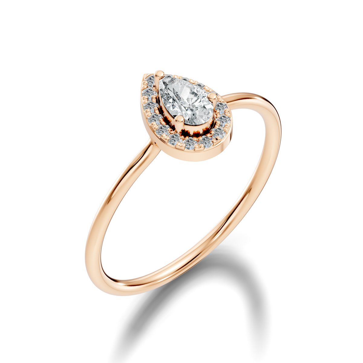 Pear Shape Round Cut Lab Diamond Halo Solitaire Ring - HIGHCARAT DIAMONDS