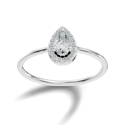 Pear Shape Round Cut Lab Diamond Halo Solitaire Ring - HIGHCARAT DIAMONDS