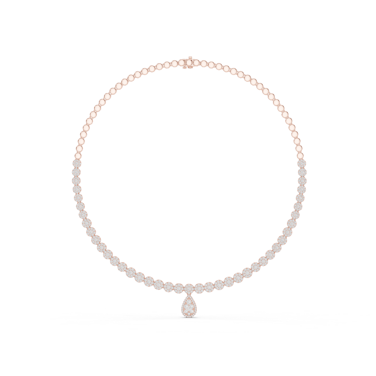 7.26 Ct Round Cut Lab grown & Natural Diamond 14k Solid Rose Gold  Wedding Wear Necklace for Her - HIGHCARAT DIAMONDS