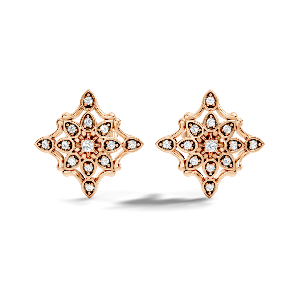 14k Solid Gold Round Shape  Lab Grown & Natural Diamond Fabulous Elegance Daily Wear Earring For Her - HIGHCARAT DIAMONDS