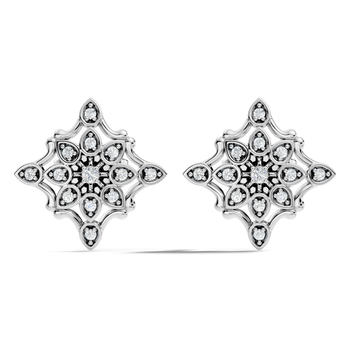 14k Solid Gold Round Shape  Lab Grown & Natural Diamond Fabulous Elegance Daily Wear Earring For Her - HIGHCARAT DIAMONDS