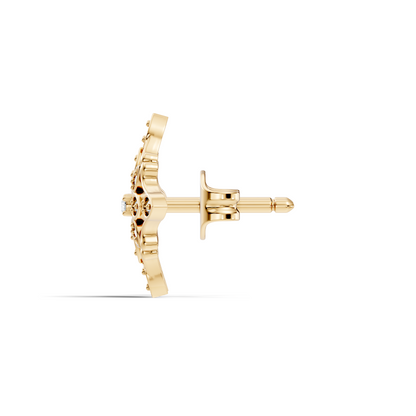 14k Solid Gold Round Shape  Lab Grown & Natural Diamond Fabulous Elegance Daily Wear Earring For Her - HIGHCARAT DIAMONDS