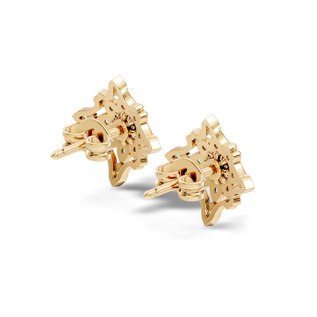 14k Solid Gold Round Shape  Lab Grown & Natural Diamond Fabulous Elegance Daily Wear Earring For Her - HIGHCARAT DIAMONDS