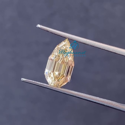 Pear Shape Step Cut Yellow Color Fancy Diamond Perfect Lab Grown Diamond - HIGHCARAT DIAMONDS