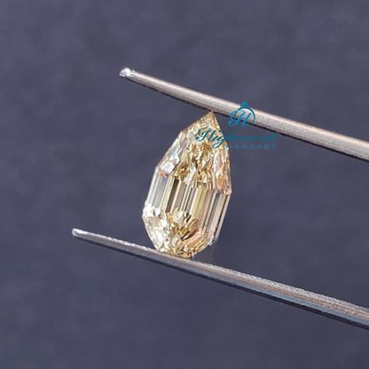 Pear Shape Step Cut Yellow Color Fancy Diamond Perfect Lab Grown Diamond - HIGHCARAT DIAMONDS
