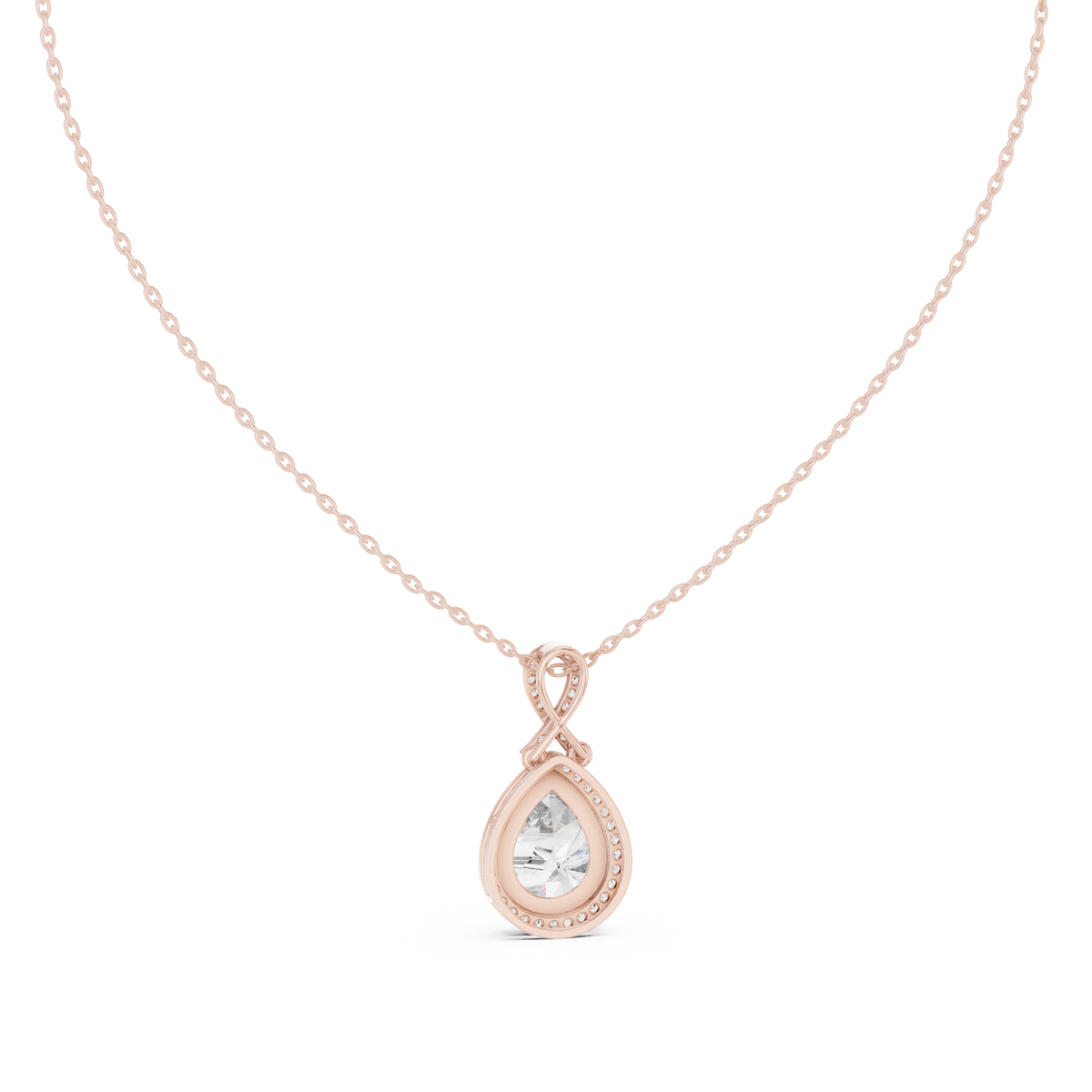 Round & Pear Shape 6.13 Ct Lab Grown very Stunning 14k Solid Rose Gold Diamond Pendant - HIGHCARAT DIAMONDS