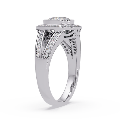 Pear Shaped Double Halo Lab Grown Diamond Split Shank Ring - HIGHCARAT DIAMONDS