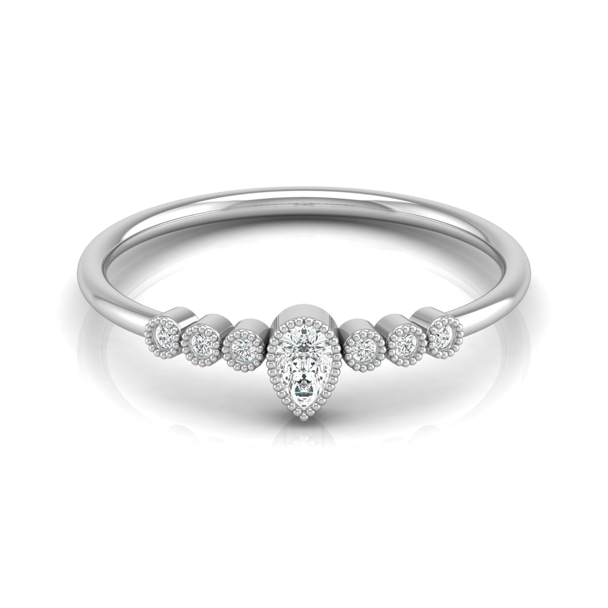 Pear Shaped Lab Grown Diamond Halo Minimal Promise Ring - HIGHCARAT DIAMONDS